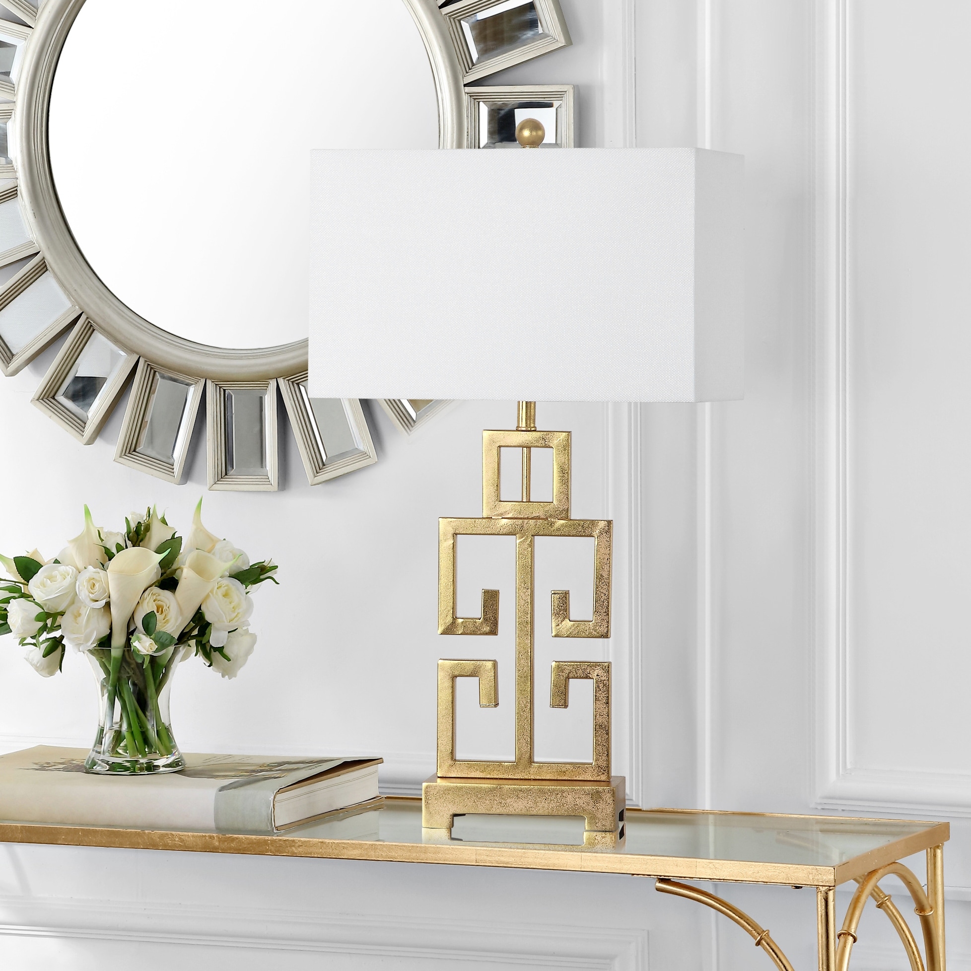 Greek key table lamp top