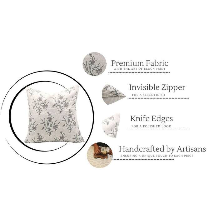 Fabdivine Linen Farmhouse Block print pillow Cover