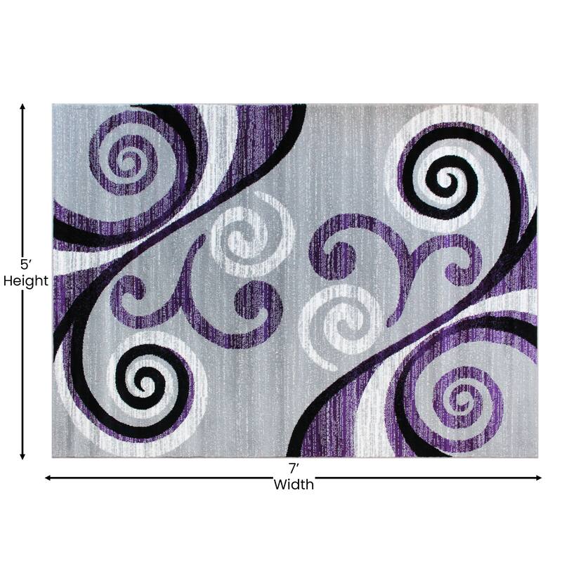Modern Distressed Swirl Abstract Style Indoor Area Rug