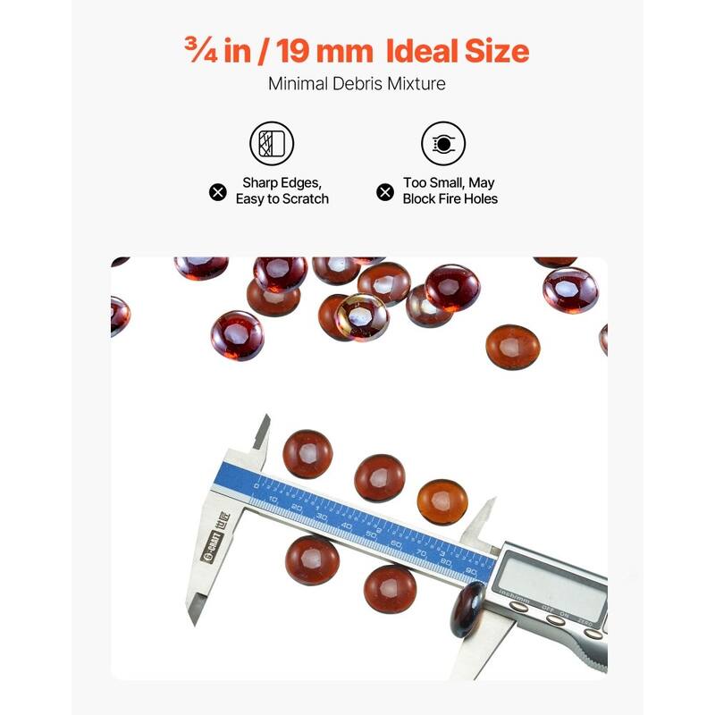 Rich Amber Fireproof Glass Beads 3/4 Inch Heat Resistant for Fire Pits - 3/4 inch