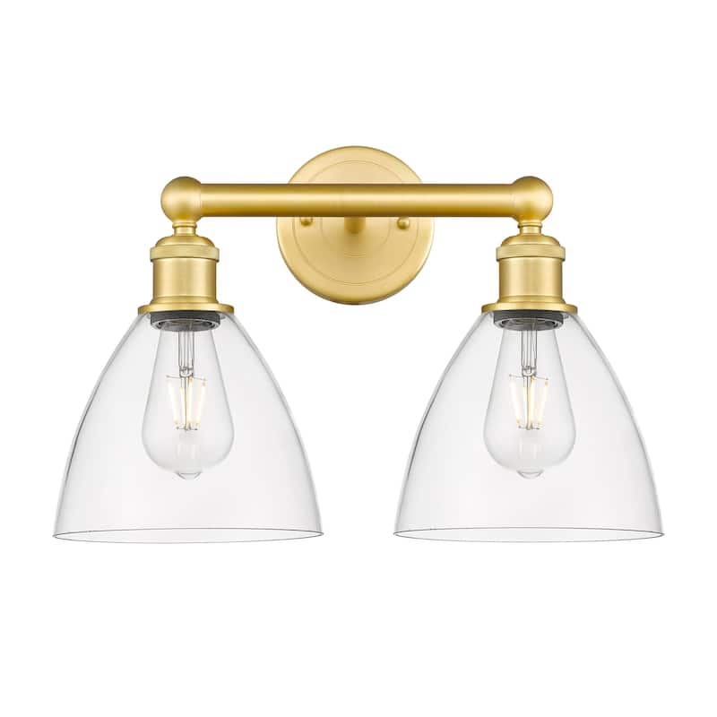 Innovations Lighting 616-2W-12-17 Bristol Vanity Bristol Glass 2 Light - Satin Gold / Clear