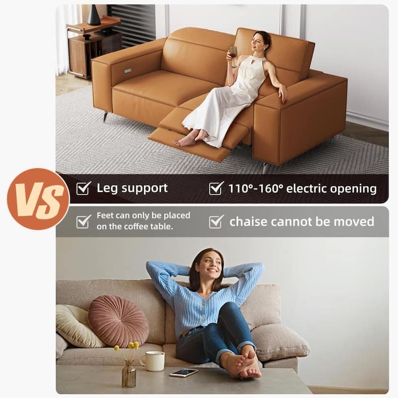 76.77'' Modern Leather Recliner Sofa, Power Reclining, Adjustable, Ergonomic Design, Living Room Furniture