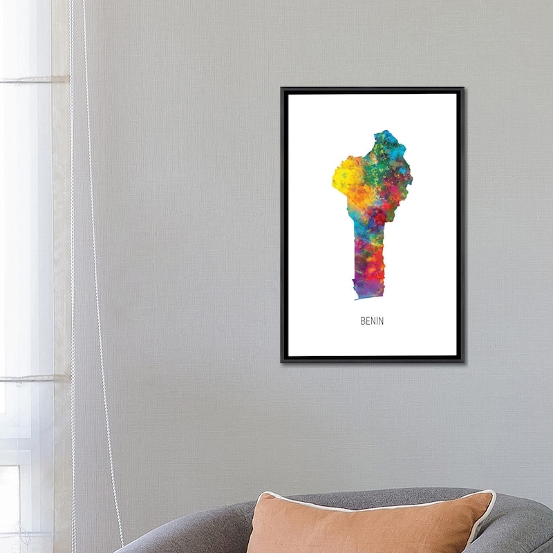 iCanvas "Benin Map" by Michael Tompsett Framed