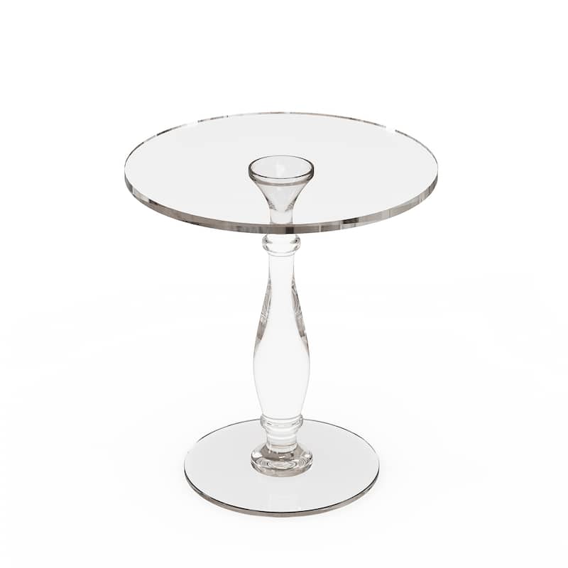 Clear Acrylic End Table Shatterproof Round Side Table with Roman Base