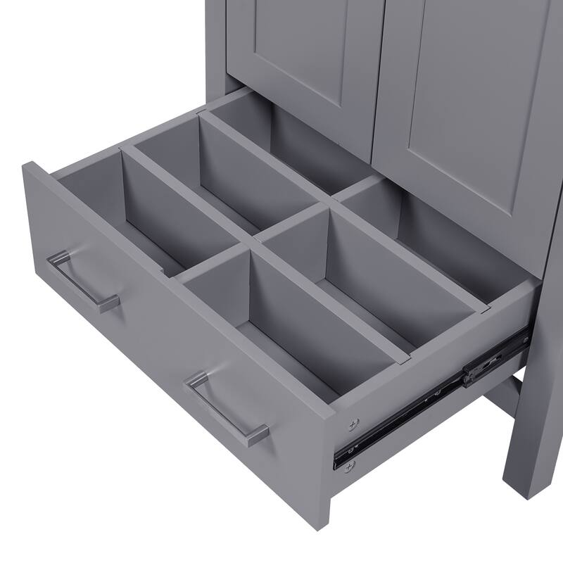 Bathroom Vanity with Sink, Multi-Functional Bathroom Cabinet, Bathroom Vanity with Door Shelf, Soft-Close Doors & 1 Drawer