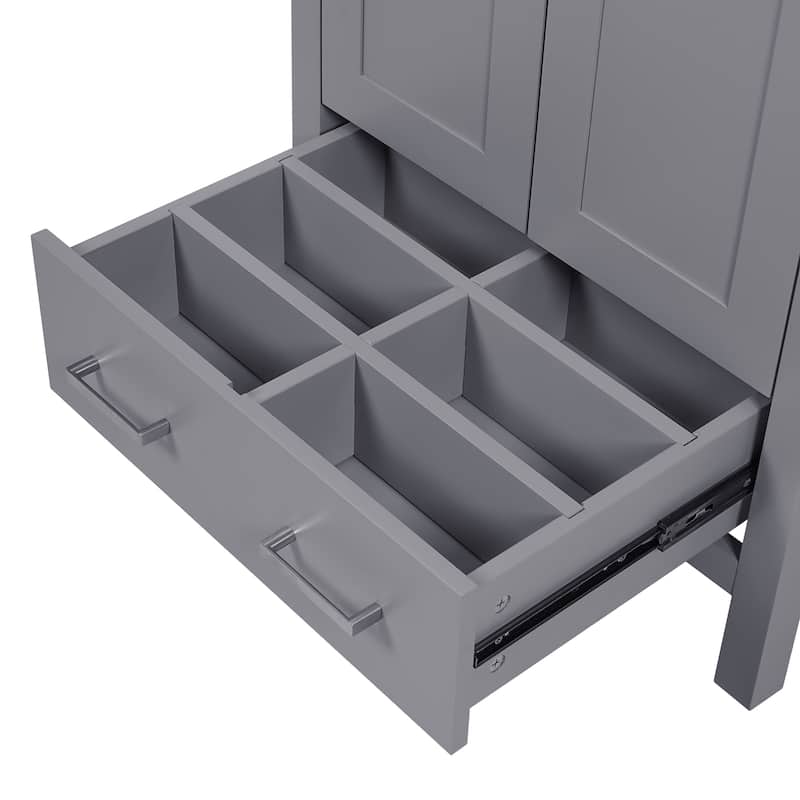 Roomfitters 24" Bathroom Vanity with Undermount Basin, 2 Doors, 1 Drawer, Double-Layer Shelf and Soft-Close Design