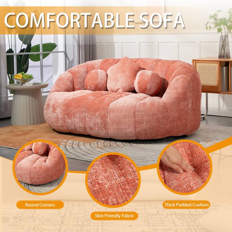 Chenille Upholstered Durable Comfort Lounger Bean Bag Lazy Sofa