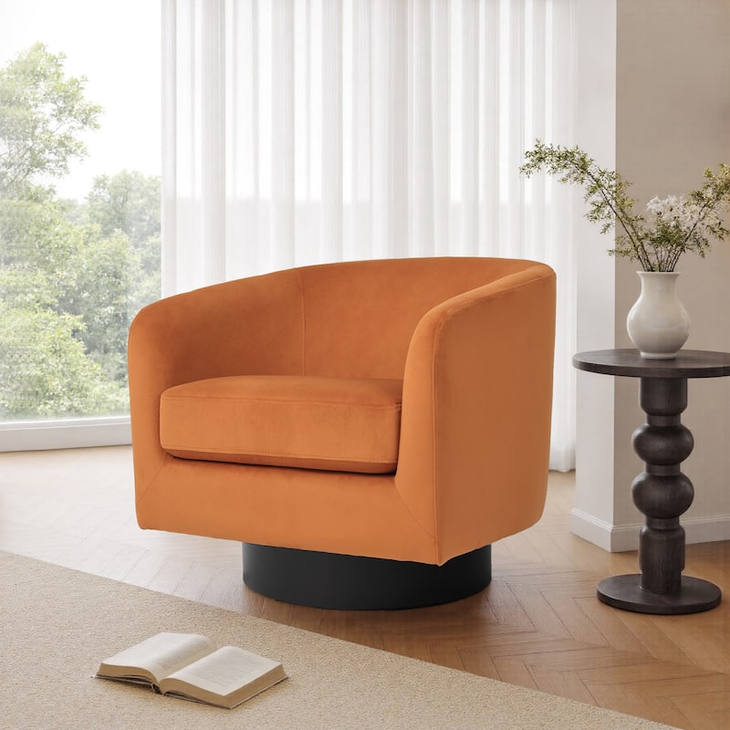 UIXE 360° Swivel Barrel Accent Chair Velvet Armchair For Living Room - standard - Orange