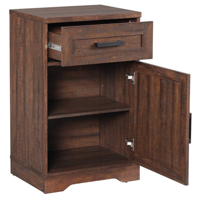 WAMPAT End Table with 1 Drawer & Door for Living Room