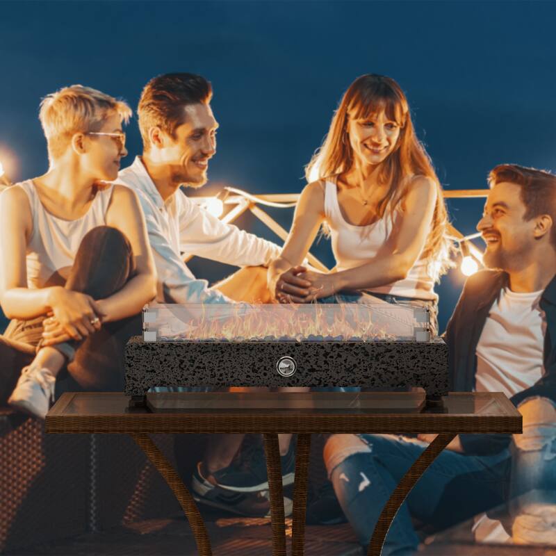 COSIEST 2-Piece Rectangular Tabletop Fire Pit,Outdoor Heater
