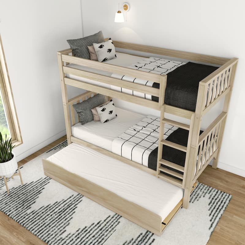 Scandinavian Twin Over Twin Bunk Bed With Twin-Size Trundle