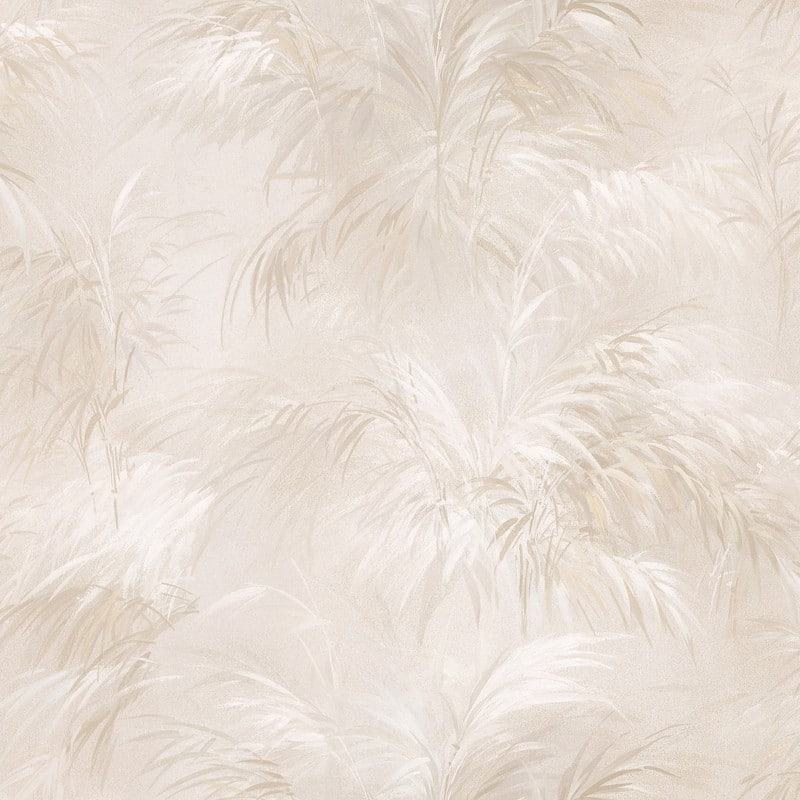 Brewster Kaley Cream Satin Leaves Wallpaper - 20.5in x 396in x 0.025in