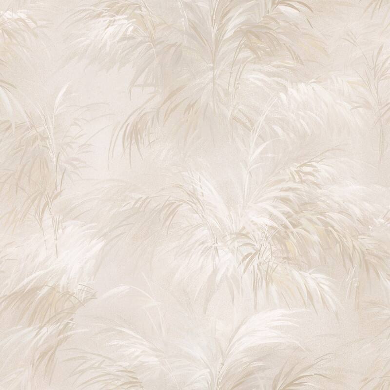 Brewster Kaley Cream Satin Leaves Wallpaper - 20.5in x 396in x 0.025in