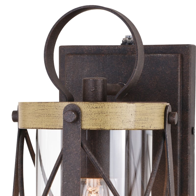 Harwood 1 Light Bronze Dusk to Dawn Farmhouse Outdoor Wall Lantern Clear Glass - 6.5-in W x 12-in H x 8-in D