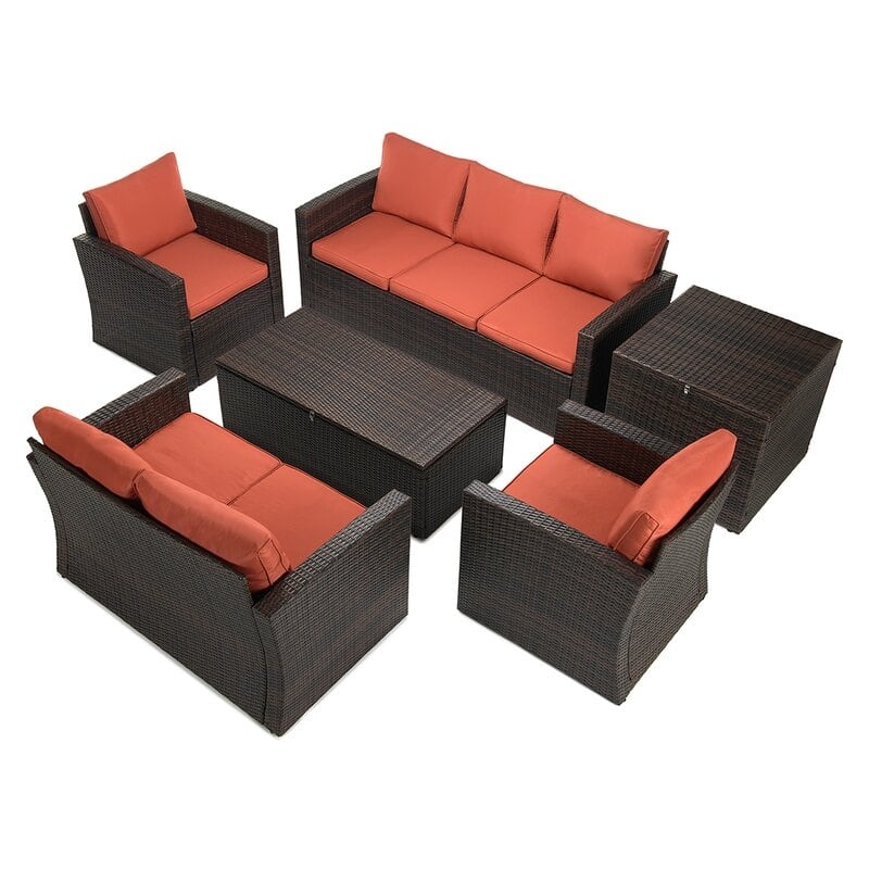 6-Piece Wicker Outdoor Patio Conversation Set
