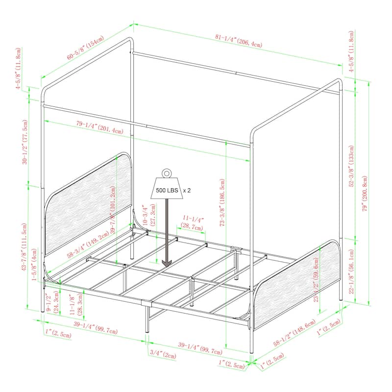 Middlebrook Designs Modern Curved Metal Queen Canopy Bed