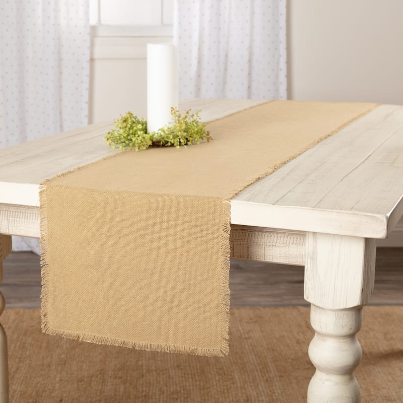 Burlap Fringed Runner