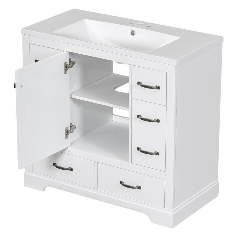 Freestanding 36" Vanity with Solid Wood, Undermount Sink, and Ample Storage - Grey Finish - 36in L