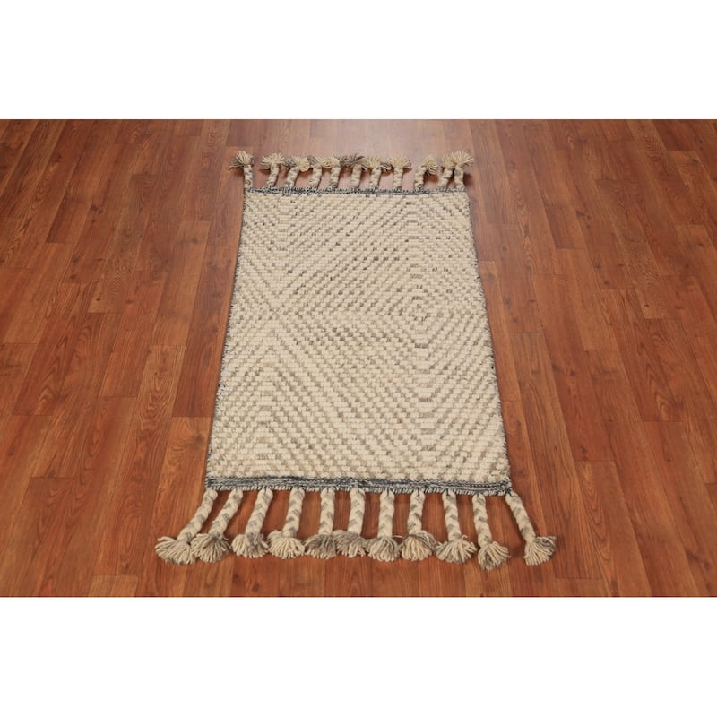 Moroccan Indian Rug Hand-Knotted Wool Carpet - 2'0"x 3'0"