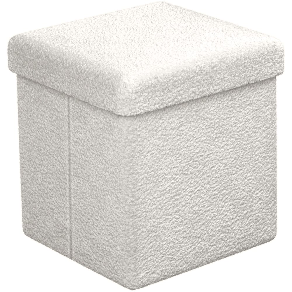 Sorbus Teddy Storage Ottoman Square Soft Sherpa Plush Tufted Footstool