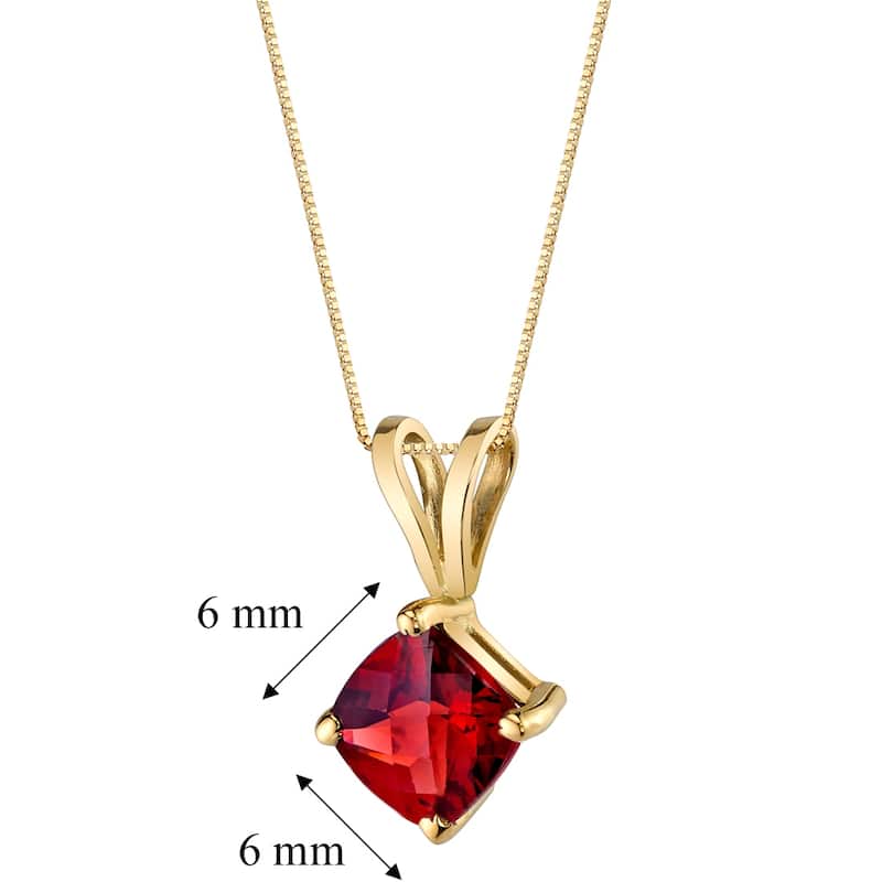 Oravo 14k Yellow Gold 1.00 ct Cushion Cut Garnet Pendant