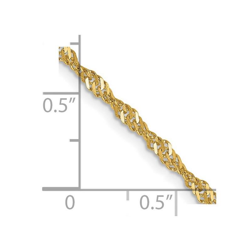 Curata 14k Yellow Gold Solid 2.0mm Polished Singapore Chain Necklace (Lobster) Options: 16 18 20