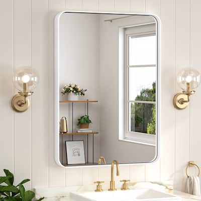 Keonjinn Rectangular Modern Aluminum Framed Bathroom Vanity Mirror, White