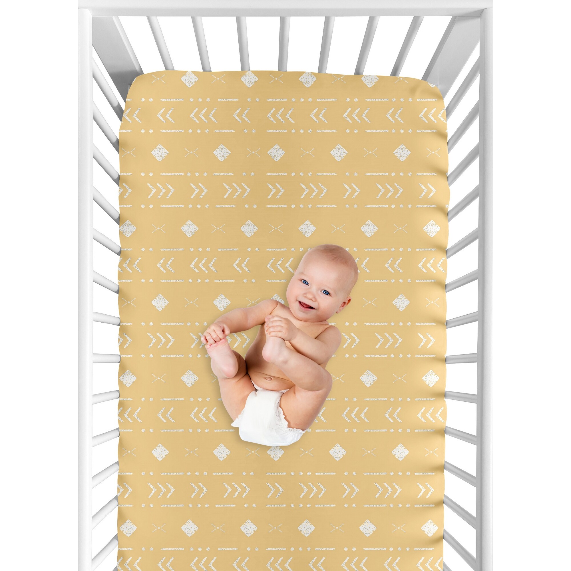 Yellow Tribal Mudcloth Fitted Crib Sheet Mustard Orange White Woodland Bohemian Southwest Geometric Arrow Gender Neutral Aztec Bed Bath Beyond 36383338