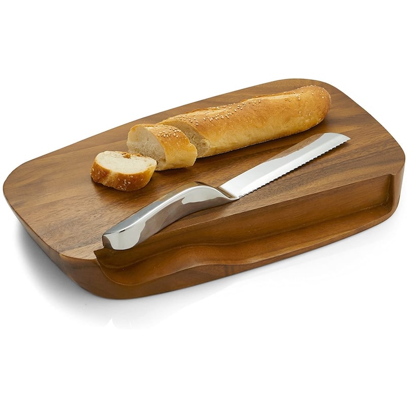 Nambe Blend Bread Board w/ Knife - 17.5"