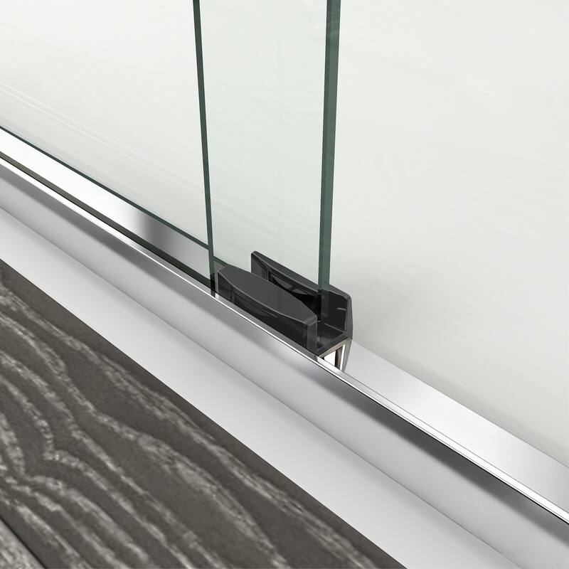 ABRUZZO 44-48" W x 72" H Semi-Frameless Double Sliding Tempered Glass Shower Door with Dual Towel Bars