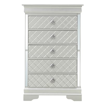 5-Dovetailed Drawer Wooden Bedroom Chest - 48" - Silver