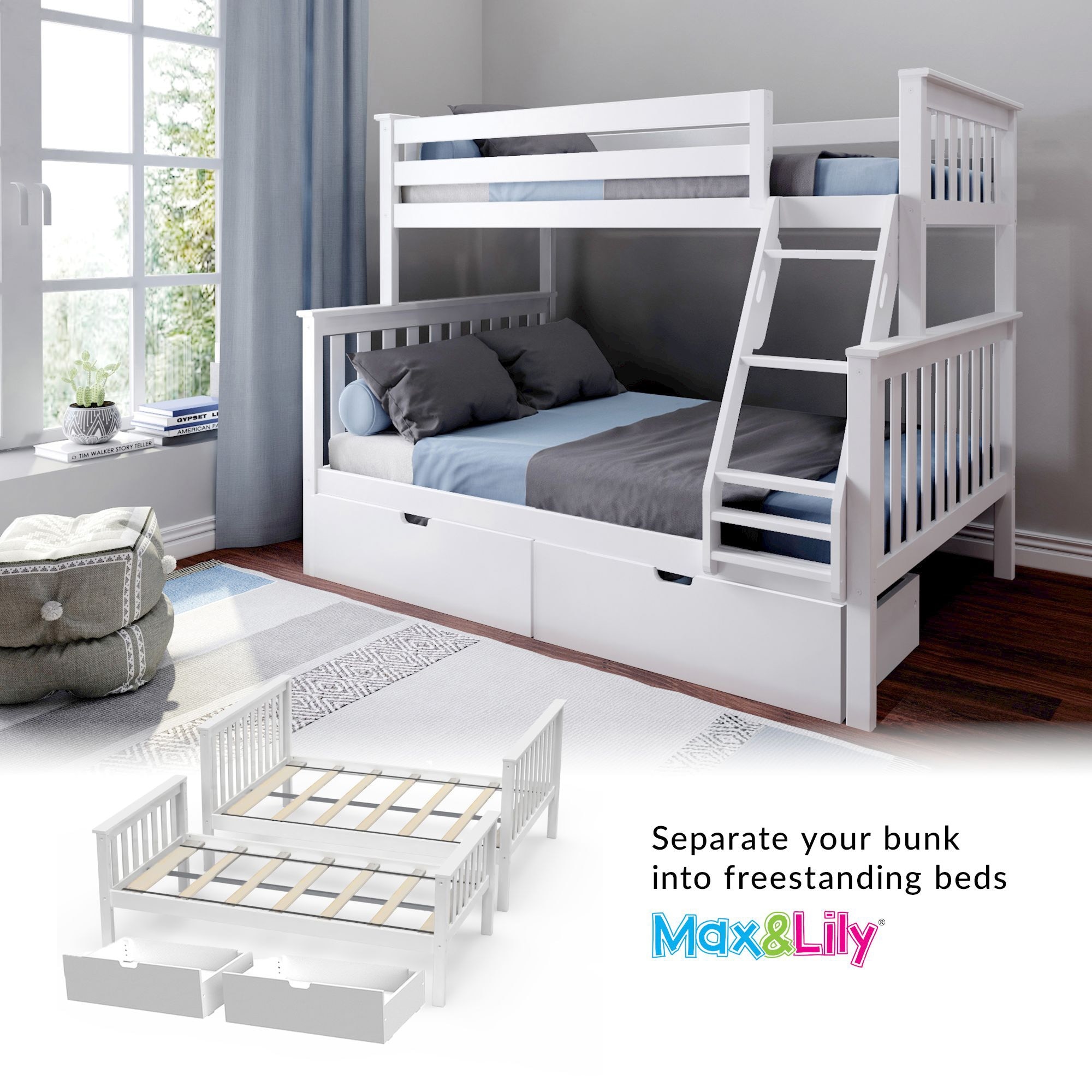 Madyson twin over full deals bunk bed with storage