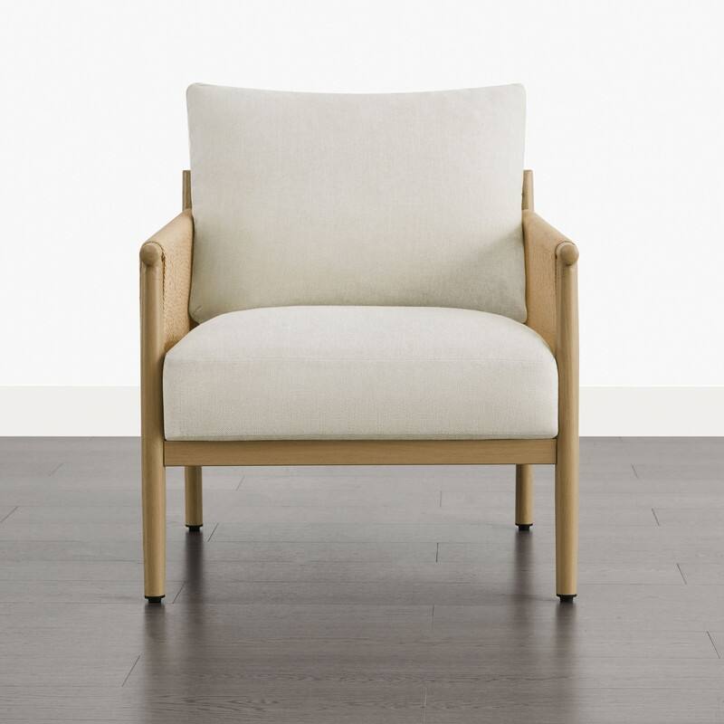 Spruce & Spring Braid Boho Accent Chair with Woven Paper Rope Armrest & Wood-Look Metal Frame