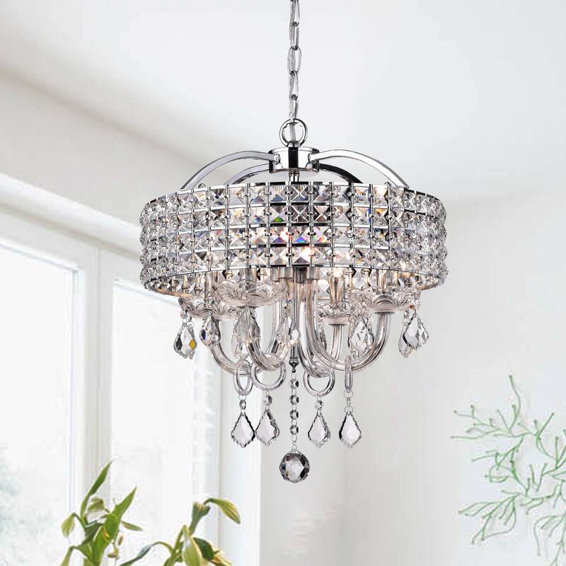 Anteron 4-Light Chrome Crystal Chandelier - Chrome Finish