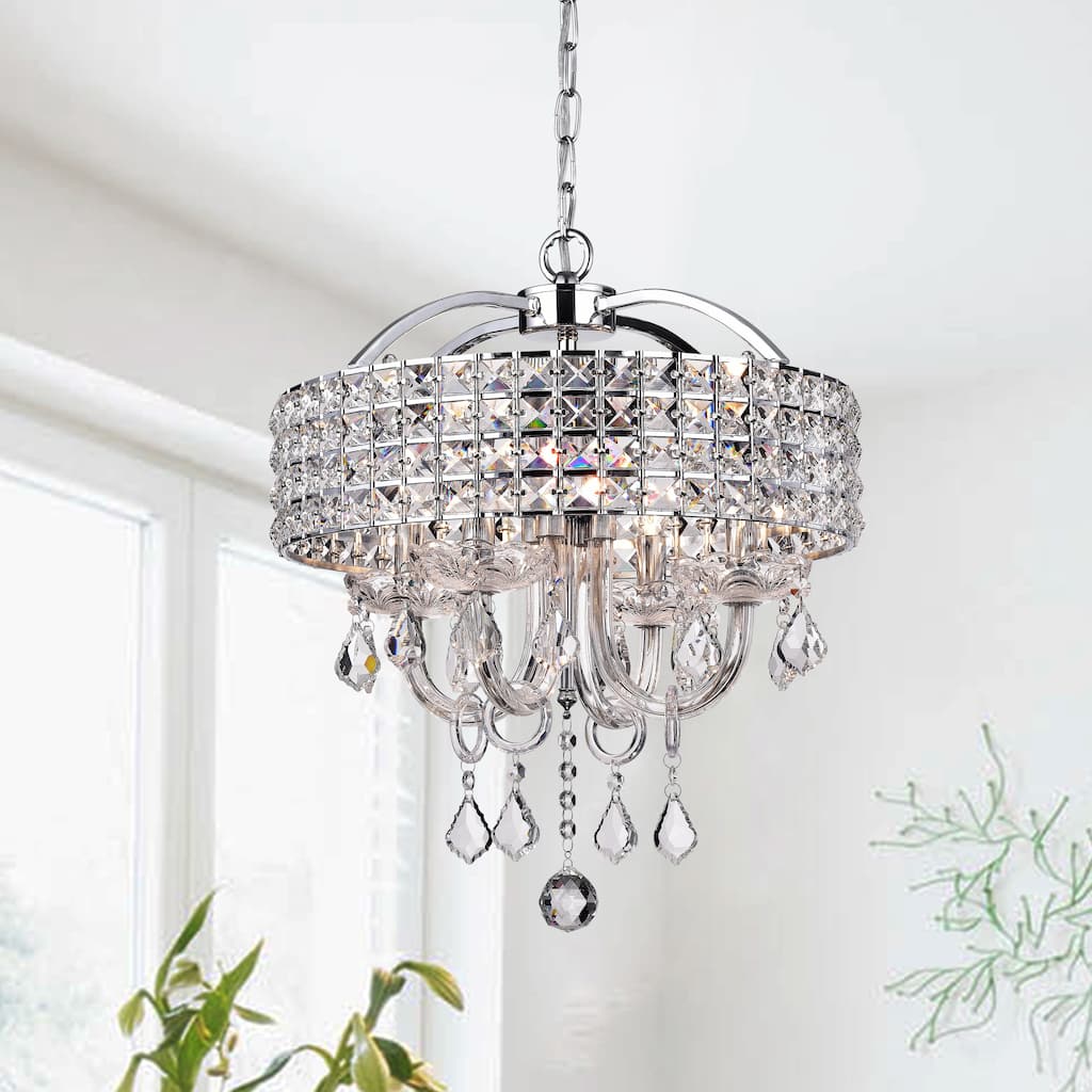 Anteron 4-Light Chrome Crystal Chandelier - Chrome Finish