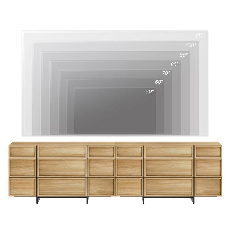 WAMPAT Modern TV Stand, Entertainment Center with T-Shaped Legs, Media Console Table with Storage Drawers