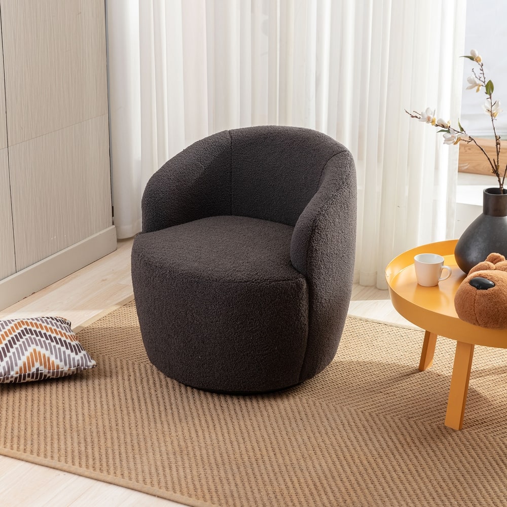 25.60" Swivel Barrel Chair, Modern Small Single Sofa Chair Comfy Round Upholstered Armchair for Living Room Bedroom