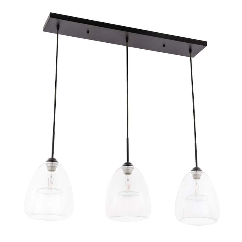 Elise 36-Inch 3-Light Clear Pendant - Black