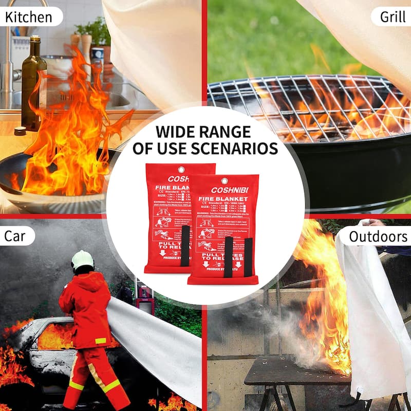 Emergency Fire Blanket High Heat Resistant Safety Blanket for Home, Kitchen, Camping, Office