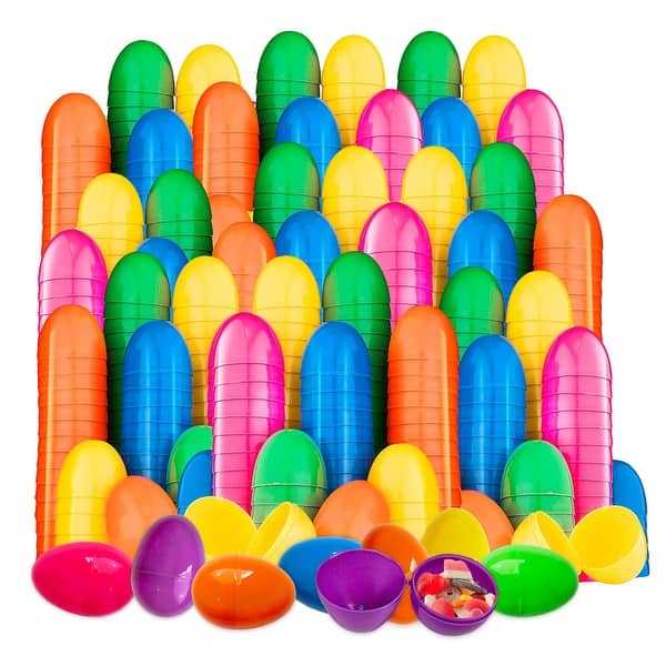 slide 2 of 15, 50/100/200/500 PCS Easter Eggs Plastic Colorful Empty 2.25" Perfect for Kids Easter Egg Hunt