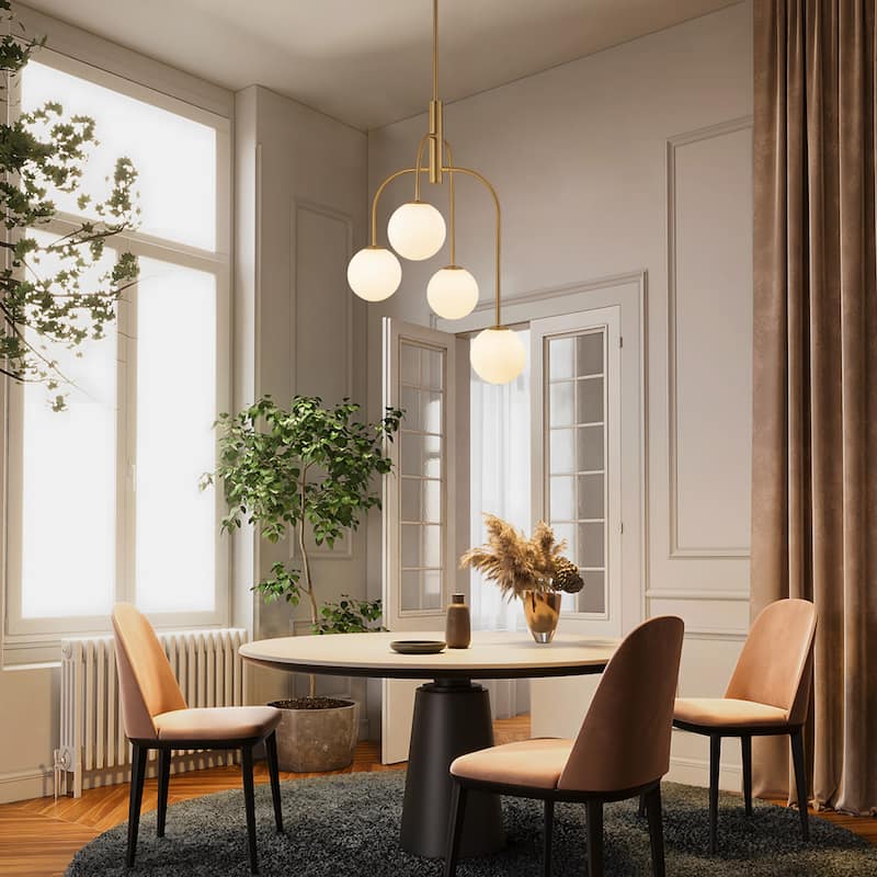 4/6-Light Glass Bubble Dimmable Sputnik Modern Linear Chandelier