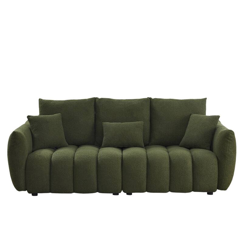 3 + 3 Seater Teddy Sectional Couch with Wood Frame