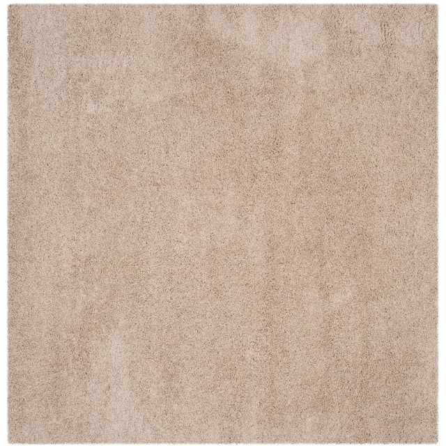 SAFAVIEH Laguna Shag Verdiana Solid Color 2-inch Thick Shag Rug - 6'7" Square - Sand