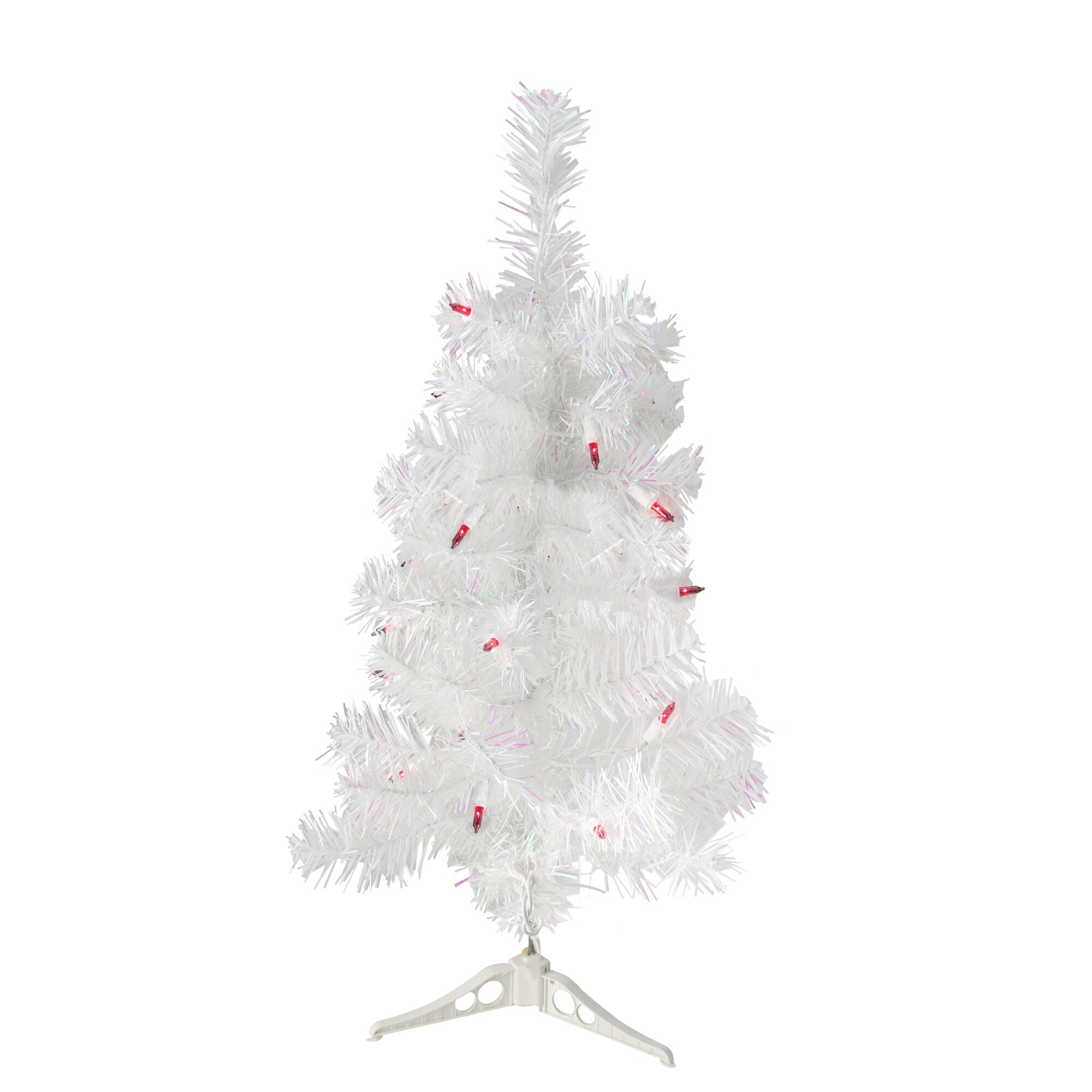 Shop 2 Pre Lit White Pine Slim Artificial Christmas Tree Pink Lights 2 Foot Overstock 18539581