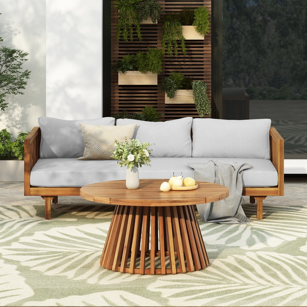 Christopher Knight Home - Elysian Patio Acacia Wood Coffee Table and Daybed Set