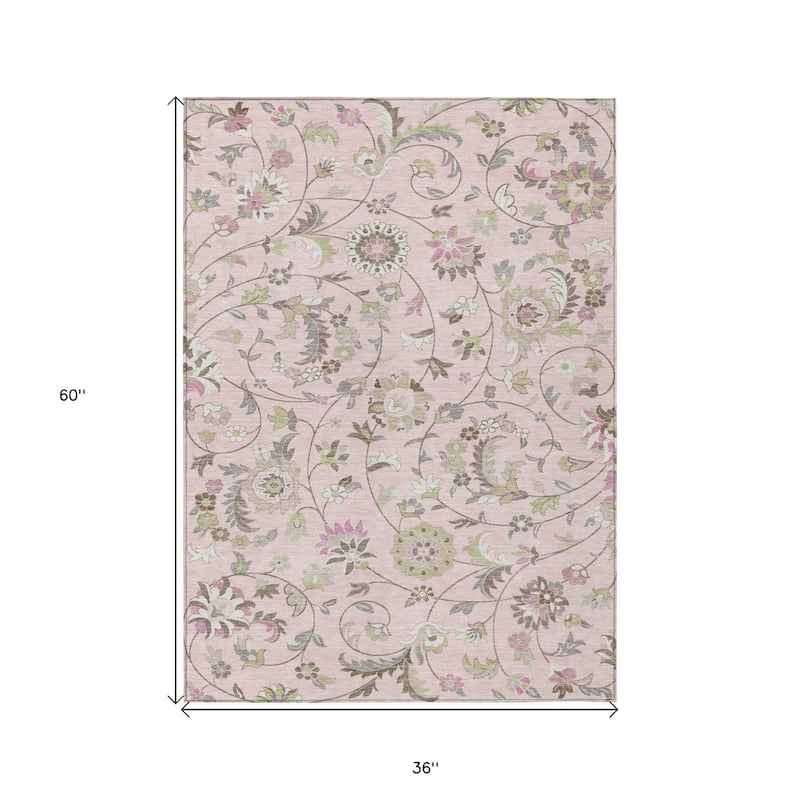 HomeRoots Floral Transitional Rectangle Outdoor Rug