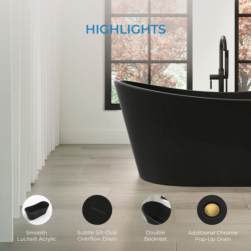 OVE Herschel 60-inch Free-Standing Bathtub in Matte Black