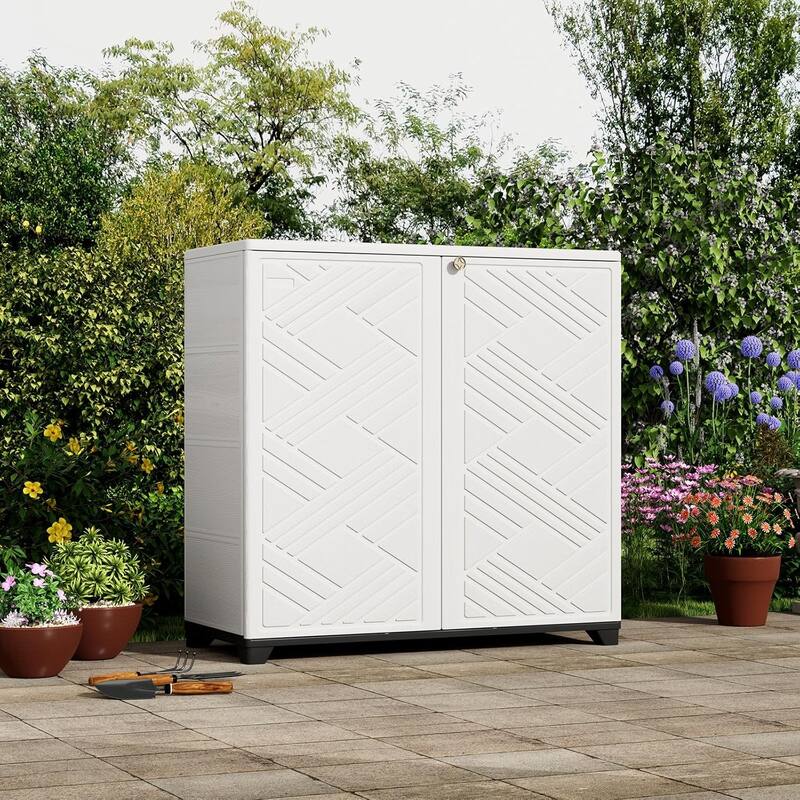 Outdoor Resin Deck Box Storage Shed for Garden,Patios,Backyards,Tools