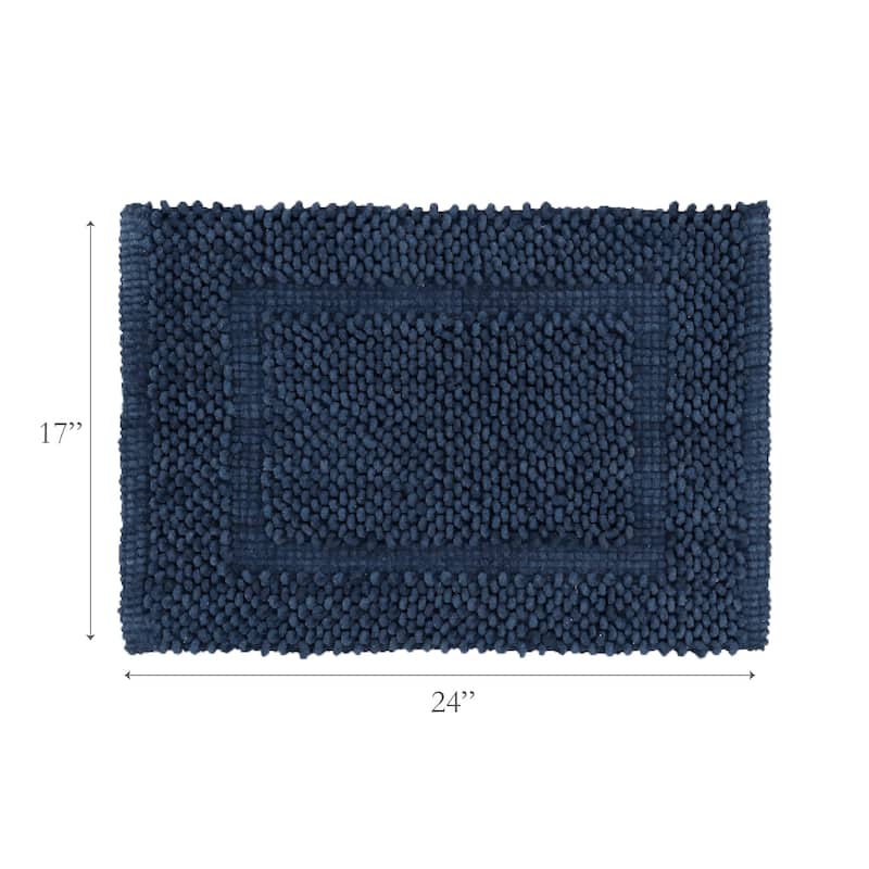 Sophie Border Ultra-plush Chenille Non-Slip Cotton Bath Mat