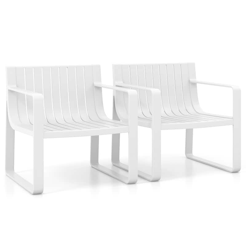 Costway Patio Chairs Set of 2/4 Weather-resistant Plastic Outdoor - 2 PCS